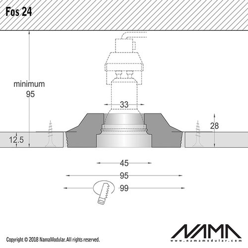 NAMA Fos24 trimless plaster recessed round Ø35mm LED