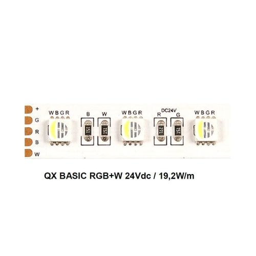 DL QX Basic 5 mtr 24V-19,2W  RGB+W ledstrip 60 leds/p.mtr