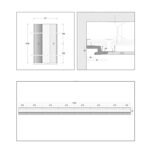 NAMA Zita 01 trimless indirect schijnend Led gips profiel 150cm  -  97x40mm