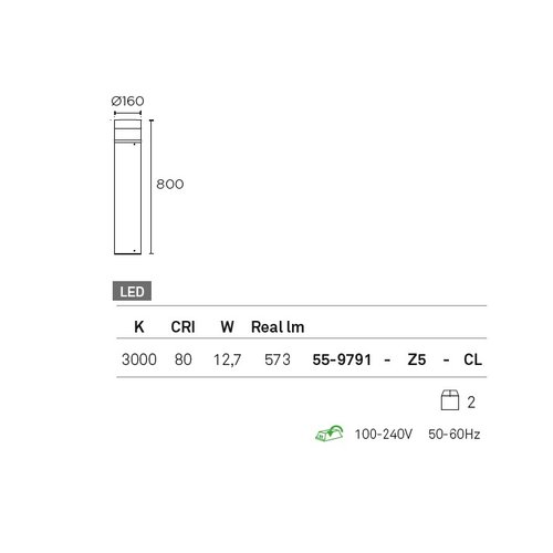 Leds-C4 Newton Led bolder 800mm 12,7W-3000K antraciet