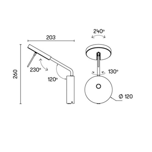 Leds-C4 Invisible small wall lamp 9Watt black in 2700 of 3000K