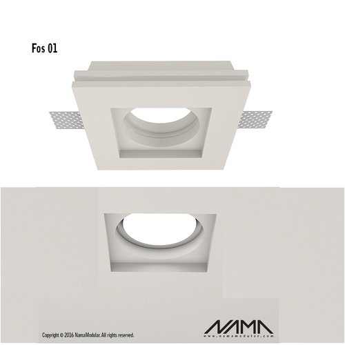 NAMA Fos01 trimless plaster recessed spot square for Ø50mm LED