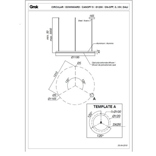 Leds-C4 Circular Chandelier Ø600mm met 31,7Watt downwards lighting