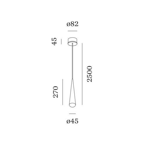 Wever-Ducre Cone 1.0 8Watt-2700K ceiling suspended Ø45mm