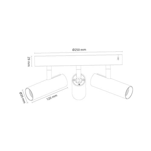 SG Lighting Tube Micro Trio led plafondspot 3 x 6Watt dimbaar Ø250mm