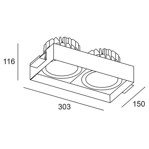 Leds-C4 Multidir Evo Big Double trimless LED 2x23.1Watt recessed spot in black