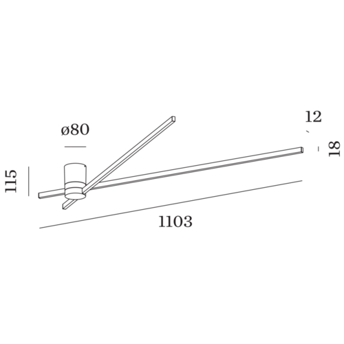 Wever-Ducre FIL SPIN 1.0 wall- ceiling surface 1103mm dimmable