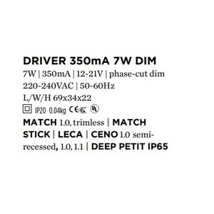 Wever-Ducre Driver 350mA-7Watt fase-cut dimbaar Wever-Ducre Driver 350mA-7Watt fase-cut dimbaar