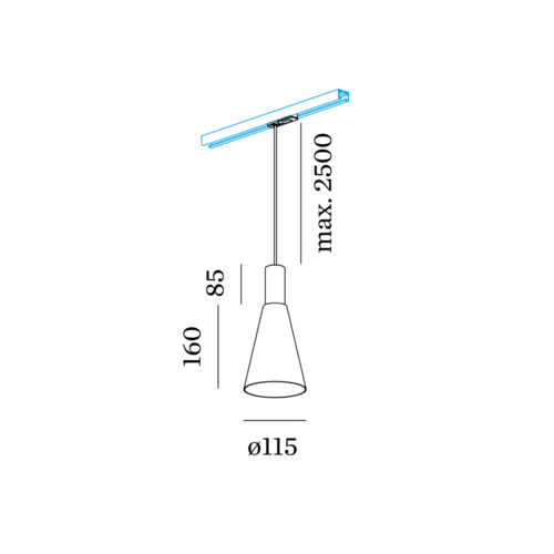 Wever-Ducre ODREY on 1-fase track 1.5 PAR16 incl 1-fase adapter