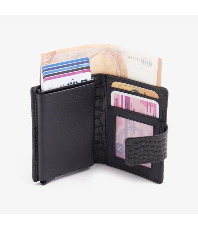 Figuretta Portemonnee cardprotector  - Zwart croco leder