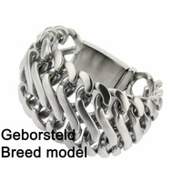 Extra Brede Stalen Heren Schakelarmband Bukovsky "Elegance XL " - Geborsteld - Vanaf € 94,50
