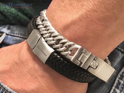 Bukovsky Stainless Steel Jewelry 25% KORTING - Stalen Heren Schakelarmband Bukovsky "Prestige Extra Small" - Geborsteld - Nu al vanaf € 31,85