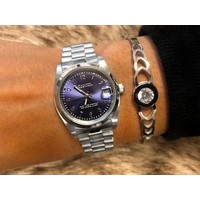 Philippe Constance Stalen Dameshorloge - 7530 Medium - Zilver - Indigo Blauw - Schakelband - Datumaanduiding