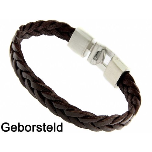 Bukovsky Stainless Steel Jewelry Leder/Staal Heren Armband Bukovsky SL7250 - Donkerbruin - Gevlochten Leer - Geborstelde 316L Stalen Sluiting Bukovsky Stainless Steel Jewelry Leder/Staal Heren Armband Bukovsky SL7250 - Donkerbruin - Gevlochten Leer - Geborstelde 316L Stalen Sluiting