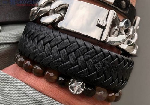 Bukovsky Leder/Staal Heren Armbanden Bukovsky Leder/Staal Heren Armbanden