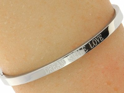 Bukovsky Stainless Steel Jewelry Stalen Dames Quote Armband "Dream Smile Love" - Zilverkleur- Gepolijst - Roestvrij Staal