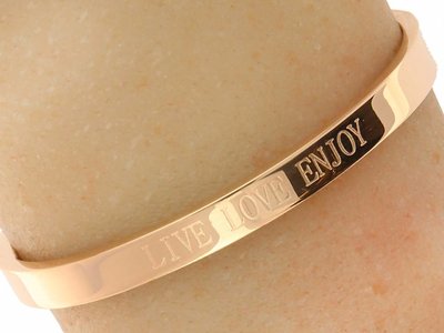 Bukovsky Stainless Steel Jewelry Stalen Dames Tekst Armband "Live Love Enjoy" - Roséplating - Gepolijst Stainless Steel