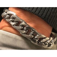 Stalen Heren Schakelarmband Bukovsky S4730 - Gourmette - Geborsteld - Breedte: 1,3 cm - Dikte: 0,5 cm - Gratis Verzending