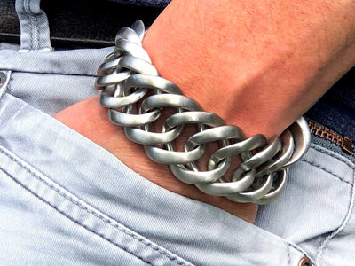 Bukovsky Stainless Steel Jewelry 30% KORTING - Stalen Heren Schakelarmband Bukovsky "Prestige XL" - Geborsteld - Nu al vanaf € 64,75
