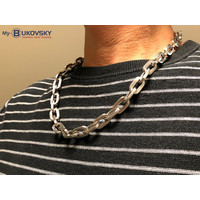 NU 50% KORTING - Bukovsky Stalen Heren Ketting SH9525 - Ovaal - Deluxe - Brushed - Lengte: 60 cm - Breedte: 1,2 cm - Dikte: 0,2 cm