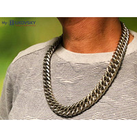 NU 50% KORTING - Extra Brede Bukovsky Stalen Heren Ketting SH7890 XXL - Gourmette - Breedte: 1,9 cm - Dikte: 0,9 cm - 4 Lengtematen. Nu al vanaf € 43,25