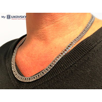 NU 50% KORTING - Bukovsky Stalen Heren Ketting SH9130 - Gourmette - Brushed - Lengte : 55 cm - Breedte : 0,7 cm - Dikte : 0,3 cm