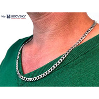 NU 50% KORTING - Bukovsky Stalen Heren Ketting SH9200 - Brushed - Gourmette - Lengte 60 cm - Breedte: 0,5 cm - Dikte: 0,2 cm
