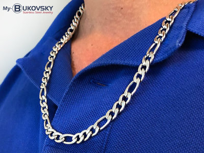 Bukovsky Stainless Steel Jewelry Bukovsky Stalen Heren Ketting SH7150 - Figaro - Medium - Lengte: 60 cm - Breedte: 0,7 cm - Dikte: 0,2 cm