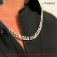 NU 50% KORTING - Bukovsky Stalen Heren Ketting SH7060 - Gourmette - Lengte:  60 cm - Breedte: 0,6 cm - Dikte: 0,2 cm.