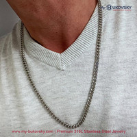 NU 50% KORTING - Bukovsky Stalen Heren Ketting SH9040 - Gourmette - Geborsteld - Lengte: 65 cm - Breedte: 0,5 cm - Dikte: 0,2 cm