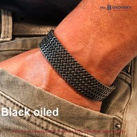 Stalen Heren Armband Bukovsky "Privilege Medium" 5 rows - Black Oiled - Vanaf € 37,50