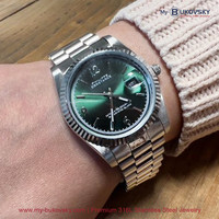 Philippe Constance horloge - 5910 Large - Staal - Zilver  - Groene Metallic Wijzerplaat - Serrated - Datumaanduiding