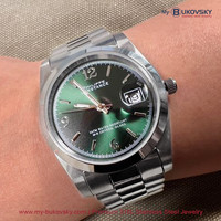 Philippe Constance horloge - 5965 Large - Staal - Zilver  - Groene Metallic Wijzerplaat - Datumaanduiding