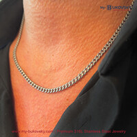 NU 50% KORTING - Bukovsky Stalen Heren Ketting SH9010 - Geborsteld - Gourmette - Lengte 50 cm - Breedte: 0,3 cm - Dikte: 0,1 cm