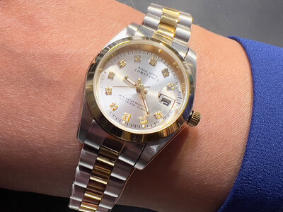 Stalen Philippe Constance Horloge Philippe Constance Stalen Dameshorloge - 6285 Small - Bicolor - Goud - Zilver - Strass - Schakelband - Datumaanduiding