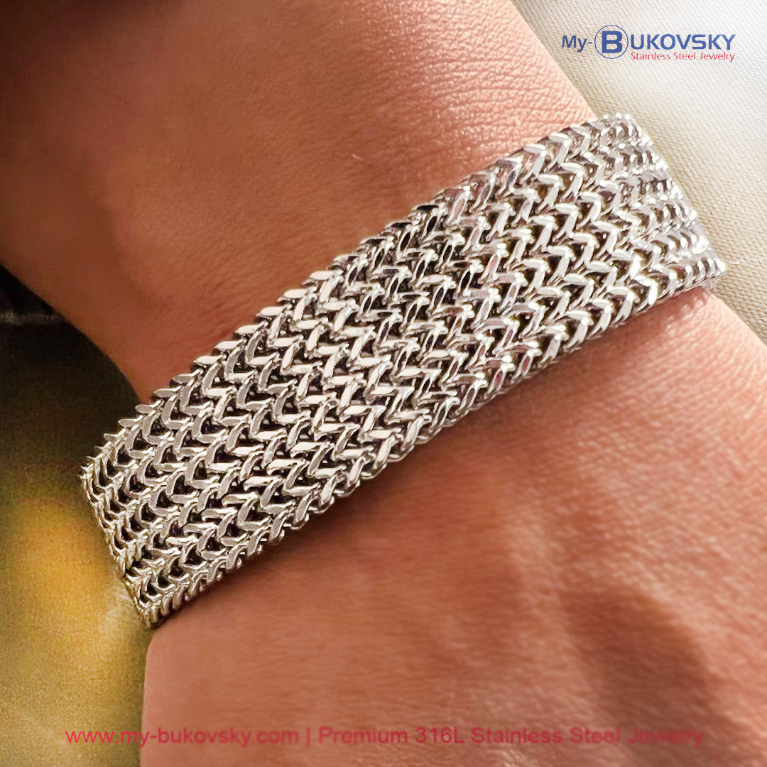  	 dames-armband-staal-rvs-19cm-20cm-21cm-22cm-23cm-visgraatarmband-bukovsky-armband-dames-goedkope-armband-woman-bracelet-steel