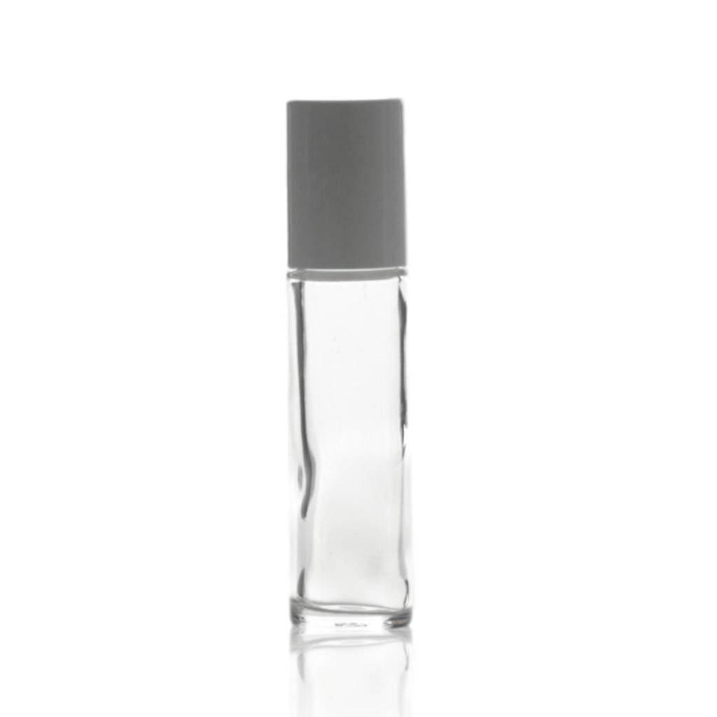 10x Roll on fles glas met witte dop 10 mL