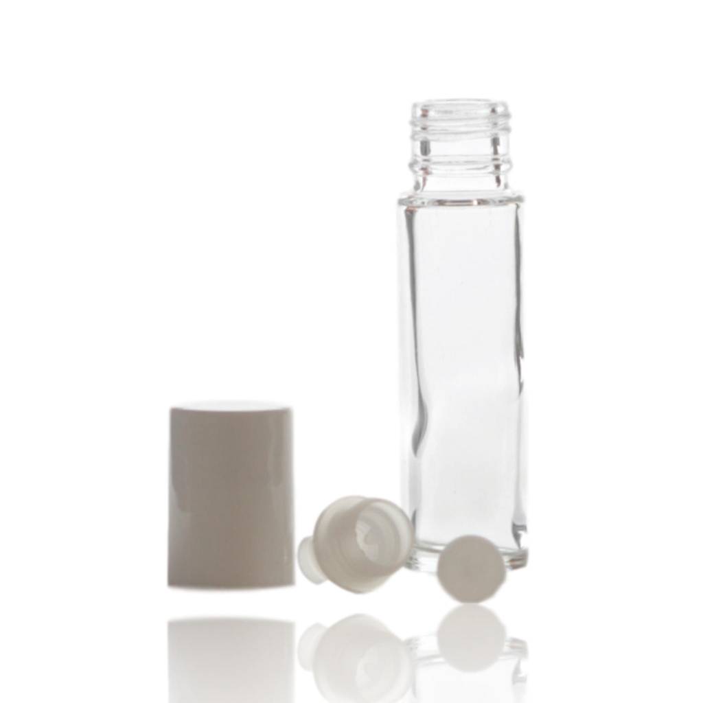 Bundel roll-on flessen glas met witte dop 10 mL