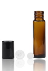 Bundel roll-on flessen amberglas met zwarte dop 10 mL