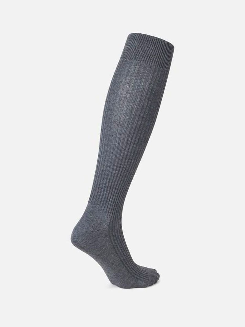 2x2 Ribbed Knee High Socks M