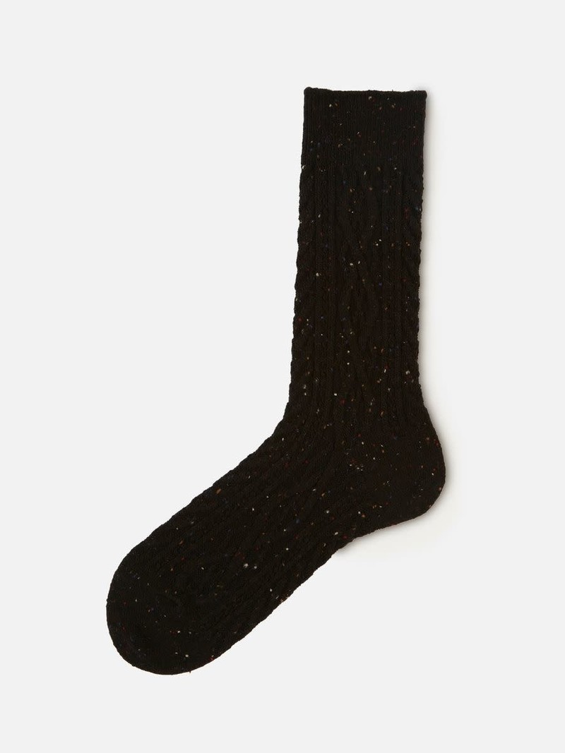 Cable Knit Flecked  Socks L
