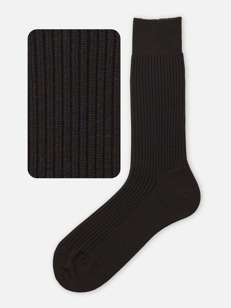 2x2 Ribbed Crew Socks L