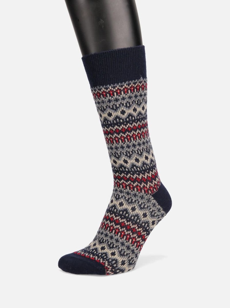 Halflange sokken Fair Isle Merino wol jacquard176 L