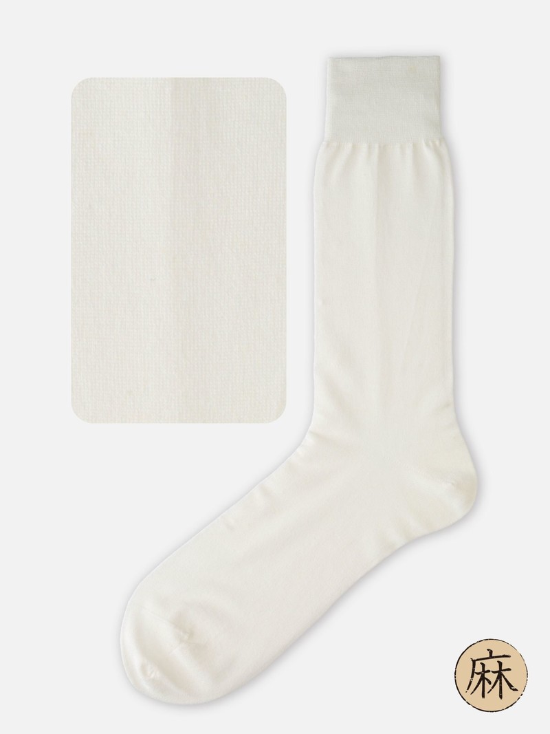 Cotton/Linen Plain Mid-Calf Socks M