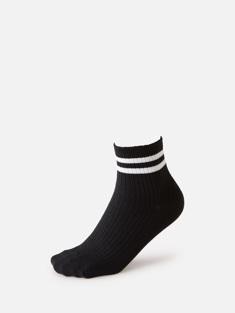 Calcetines tobilleros tenis con 2 rayas bicolor