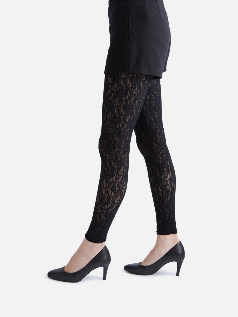 Leggings lunghi in pizzo elasticizzato peonia M