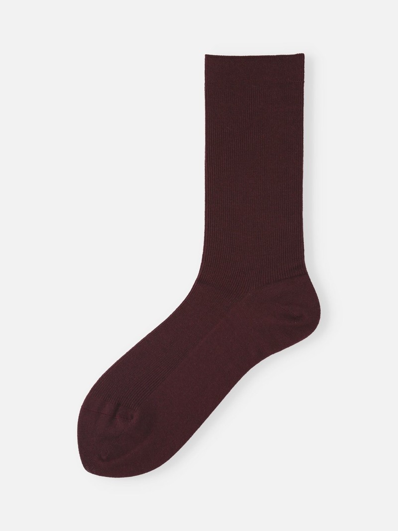 Luxuriöse gerippte Crew-Socken aus Merinowolle S