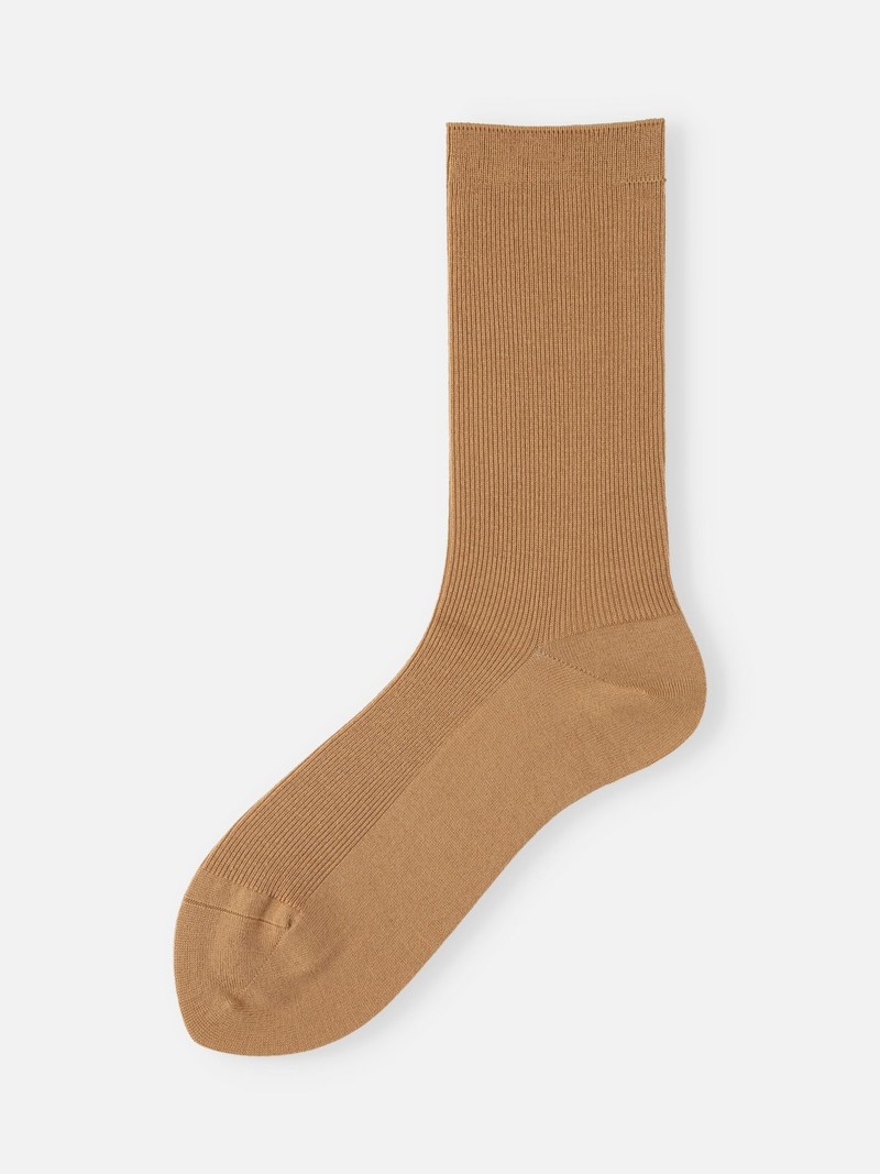 Luxuriöse gerippte Crew-Socken aus Merinowolle S