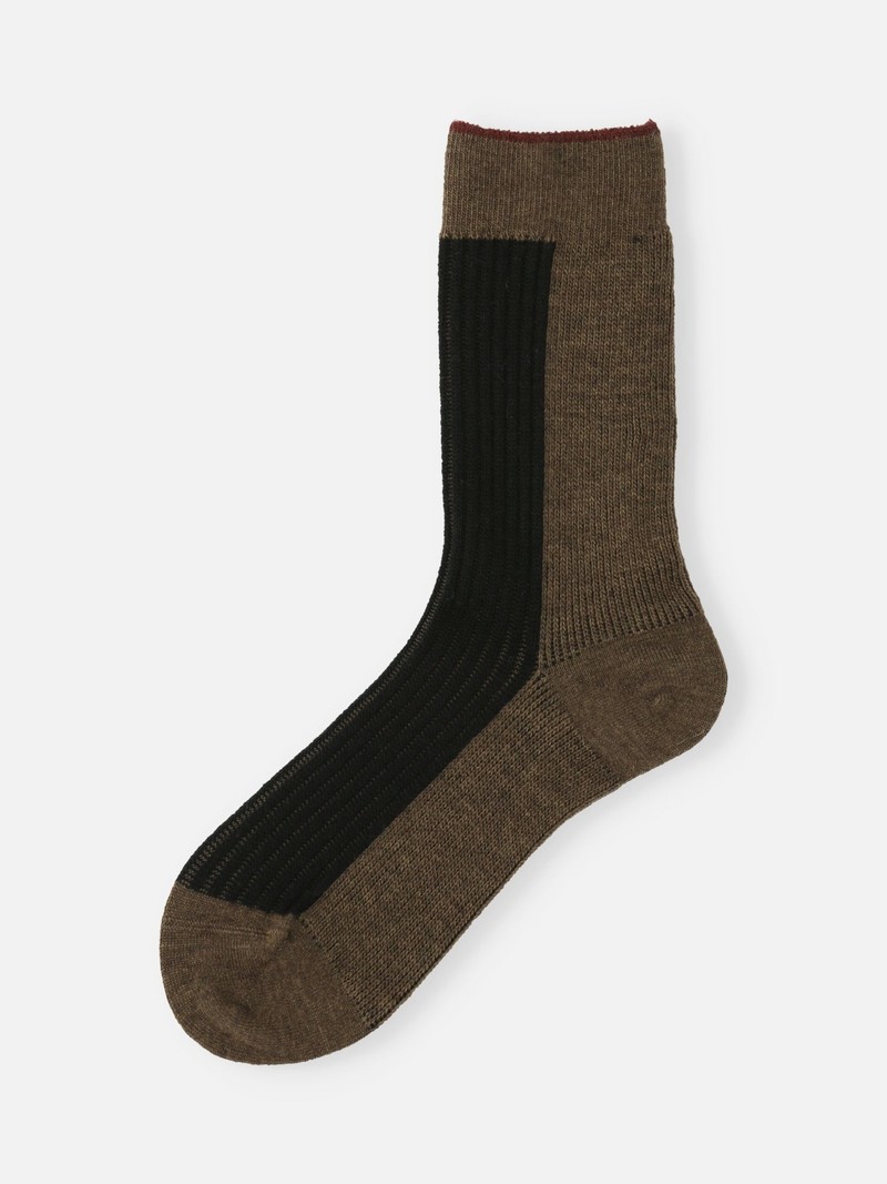 Merino Bicolore Rib Linking Crew Socken S