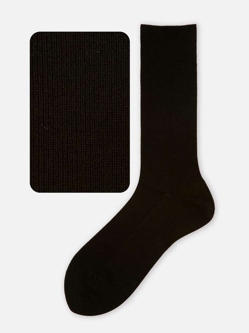 Mi-chaussette laine Mérinos luxe côtes 1x1 M